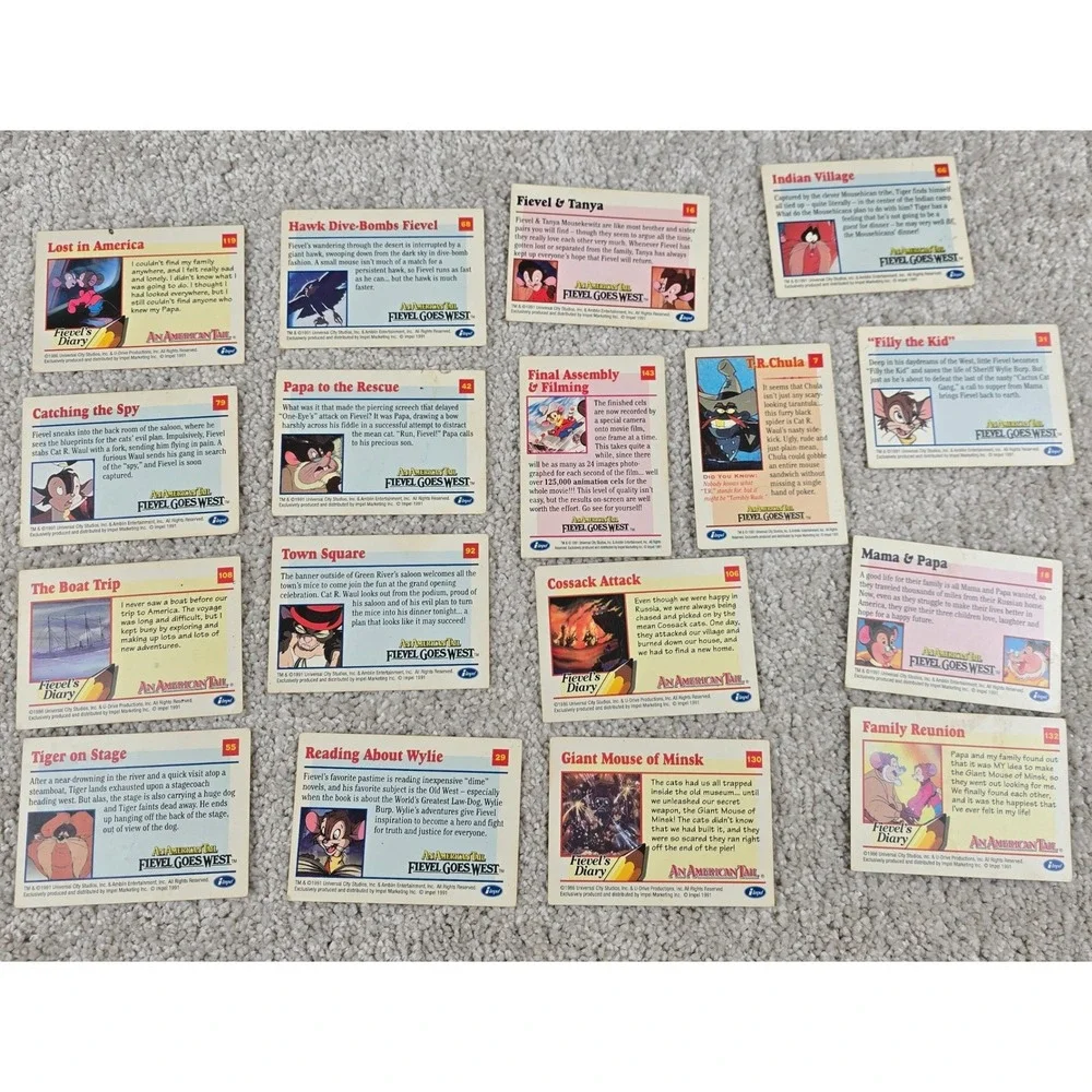 Vintage 1991 Impel An American Tail Fievel Goes West Trading Cards Lot of 16